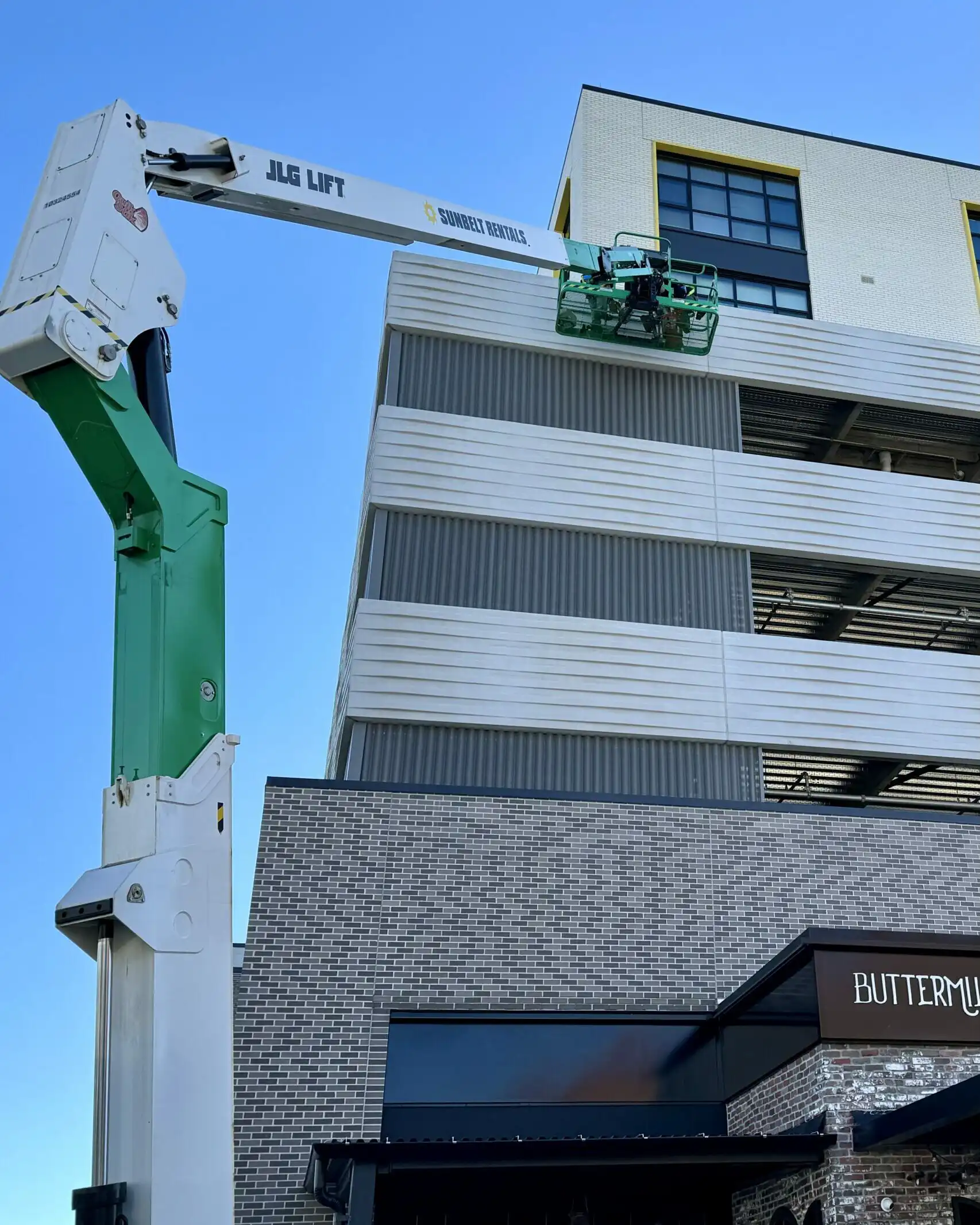 Industrial painting on a lift